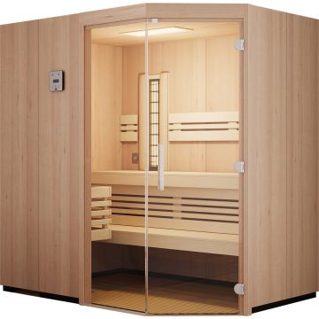 Sauna - Infraworld Optima Hemlock Eckeinstieg Paneele